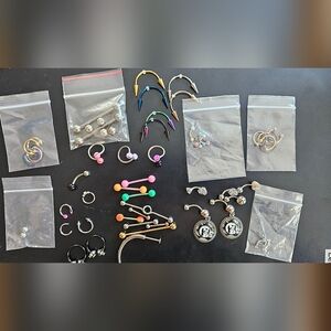 Body Jewelry pierced stomach, lip, ear. Miscellaneous bundle NWOT 50plus Items